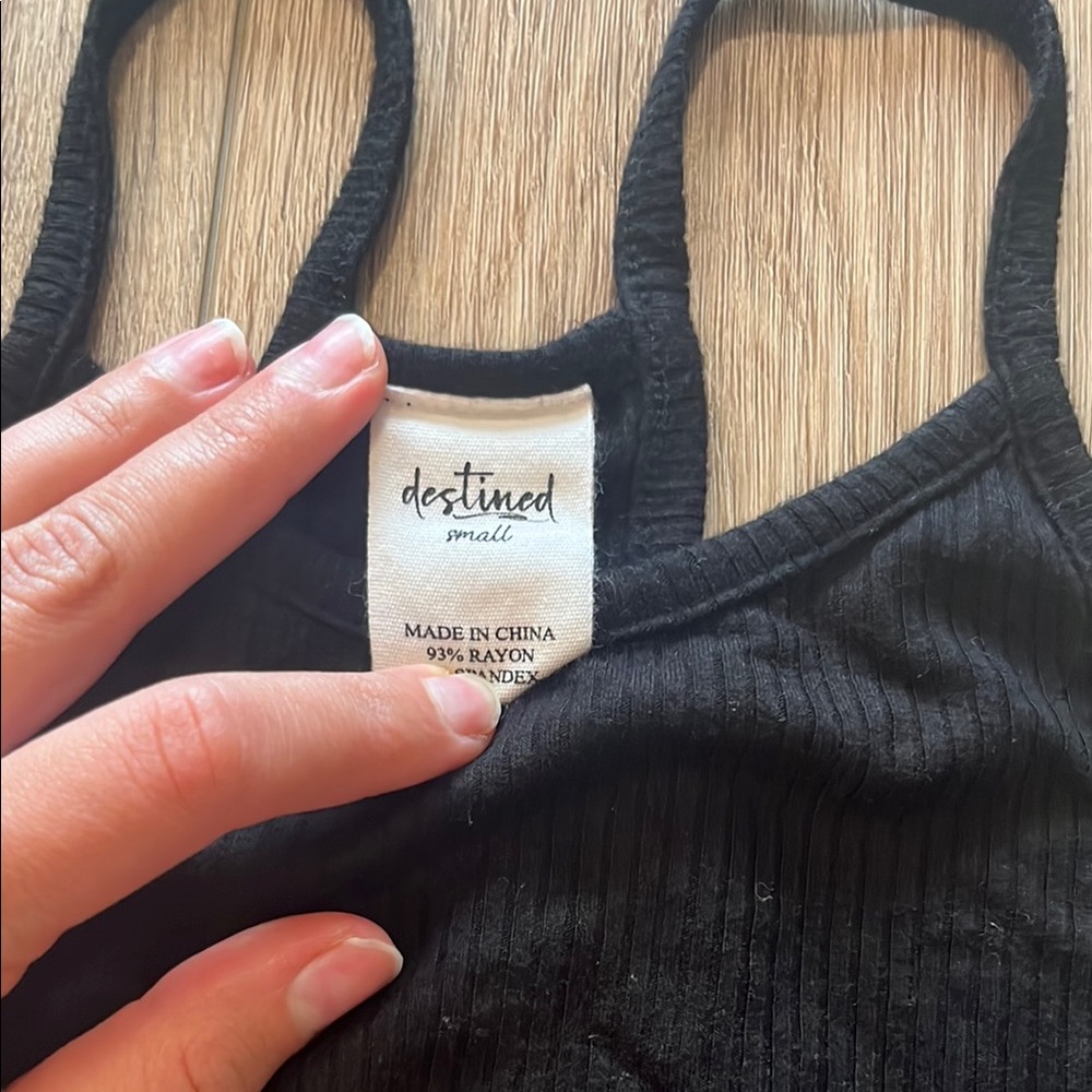 Black Ribbed Halter Tank Top - Picture 2 of 3